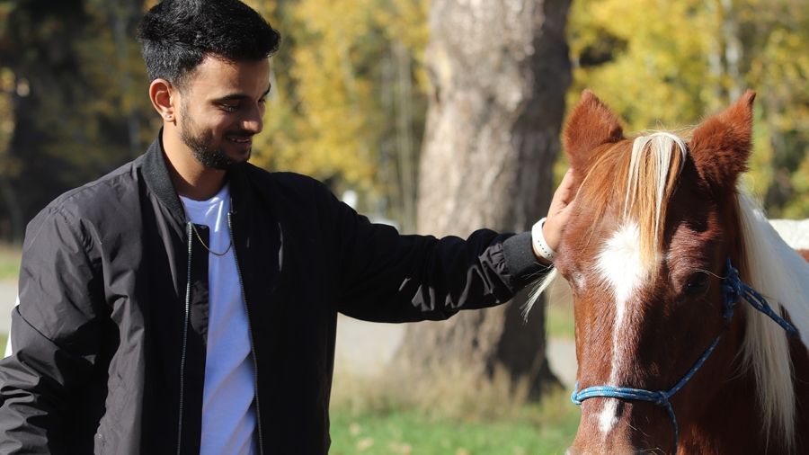 Equine Visit for SSW Class on Castlegar Campus with Student