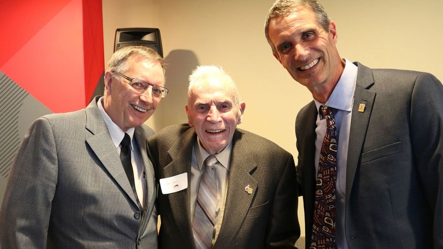 A former Selkirk College Board of Governors chair and dedicated community builder, Dr. Jack Colbert (middle) passed away in December 2021 just shy of his 100th birthday.